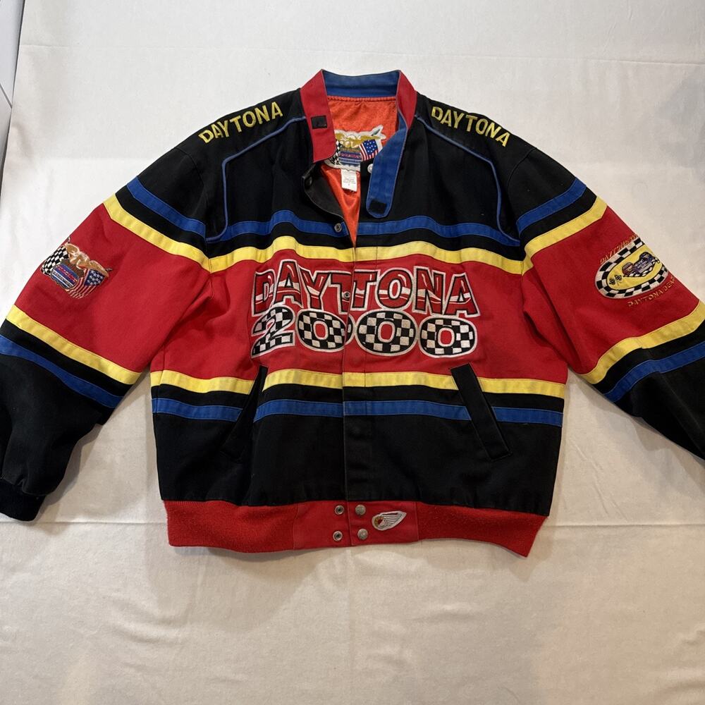 Vintage Jeff Hamilton JH Design NASCAR Jacket Red Embroidered Adult L
